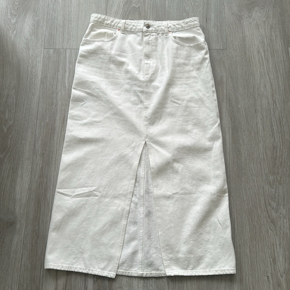 Mango White Midi Skirt